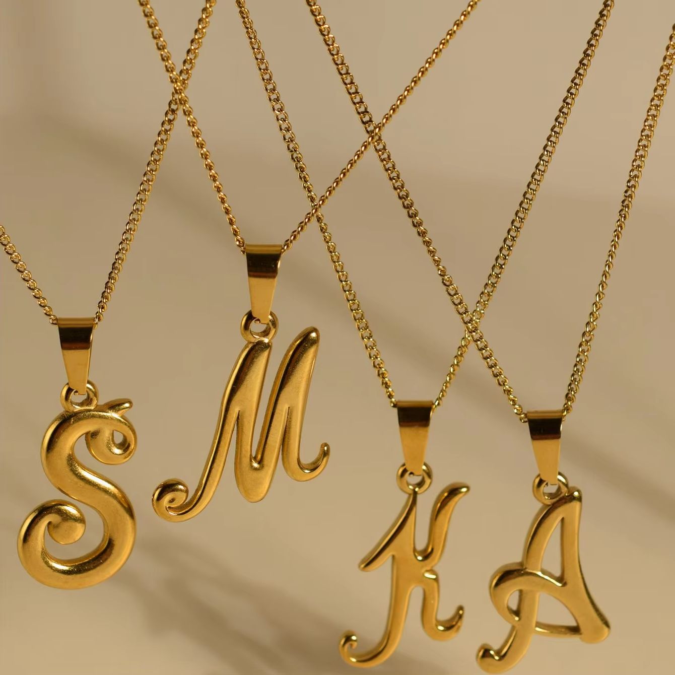 18k Gold Stainless Steel Vinta - Initial Letter Necklace 18K Gold ulasan dan harga