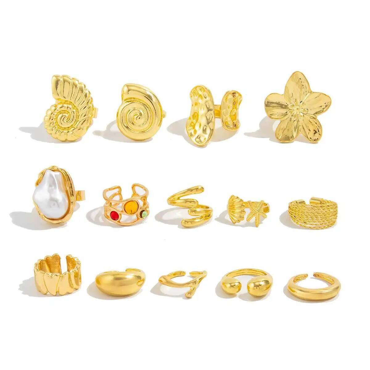IngeSight.Z 14 Pcs/Set Hip Hop - Vintage Punk Knuckle Rings Set ulasan dan harga