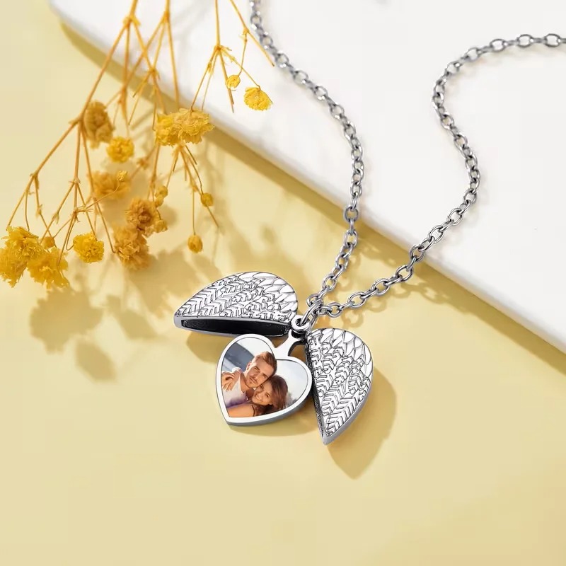 Custom Photo Heart Locket Neck - Heart Locket Necklace Photo ulasan dan harga