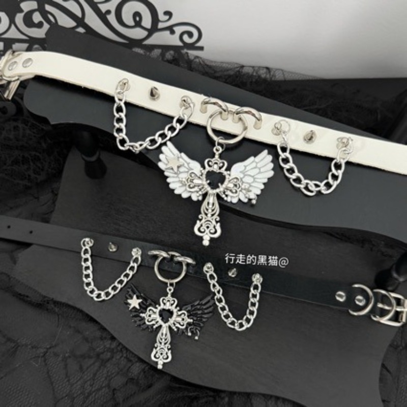 Gothic Subculture Angel Wing C - Layered Pendant Necklace Aesthetic ulasan dan harga