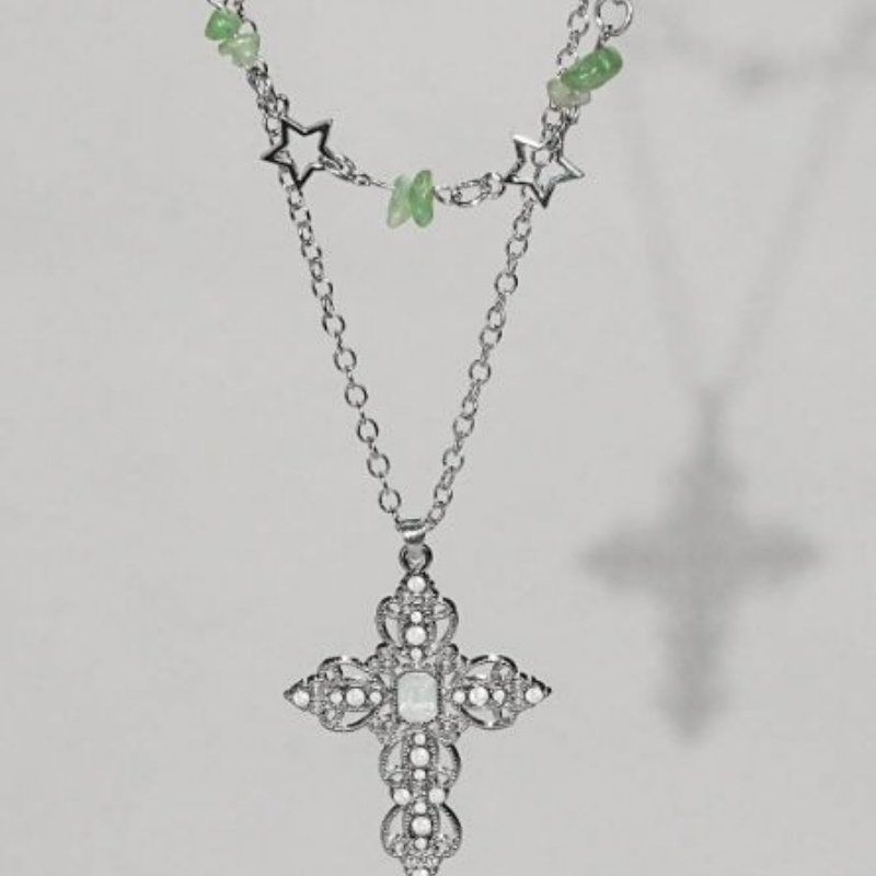 2-piece Y2K double-layer neckl - Layered Pendant Necklace Aesthetic ulasan dan harga