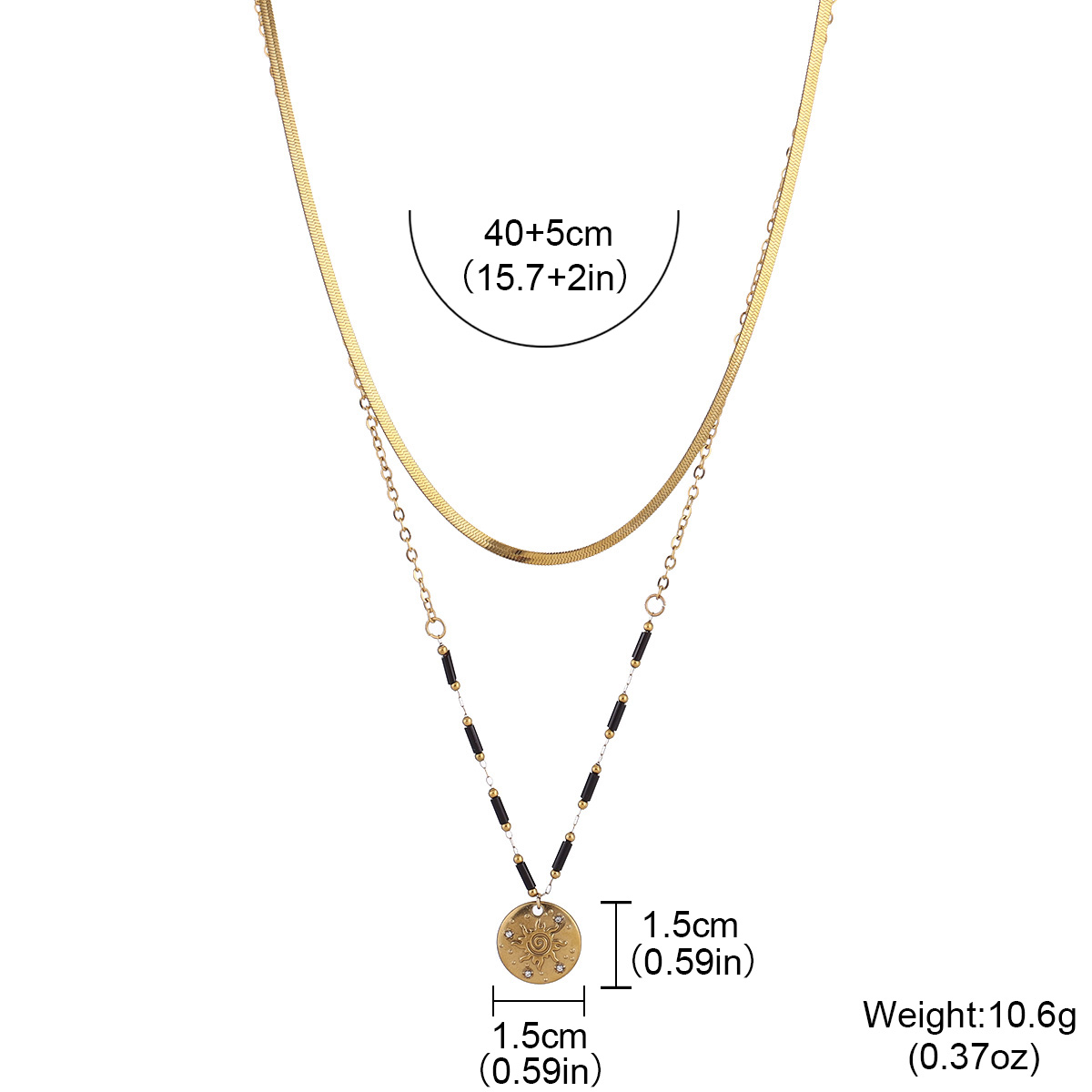 Boho Sun Face Coin Layered Nec - Layered Pendant Necklace Aesthetic ulasan dan harga