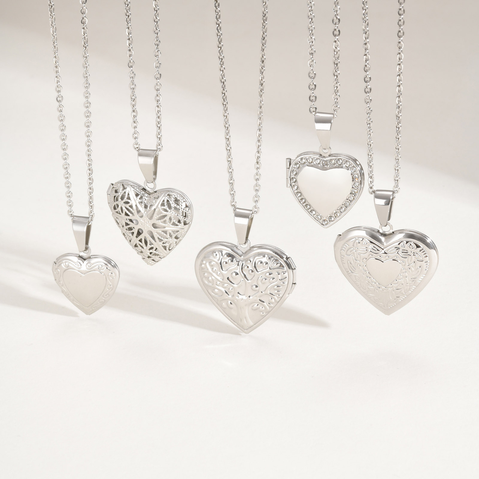 Vnox Never Fade Silver Color S - Heart Locket Necklace Photo ulasan dan harga
