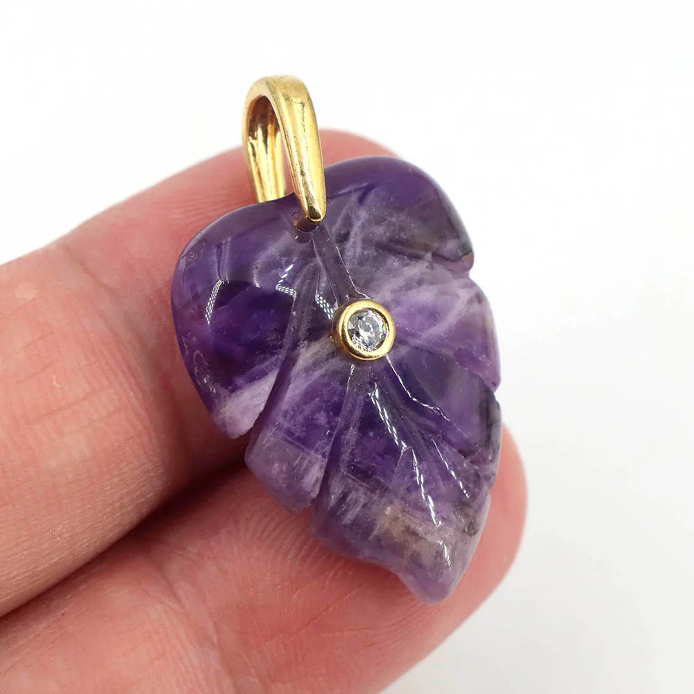 Natural Healing Crystal Leaf P - Crystal Pendant Necklace Natural Stone ulasan dan harga