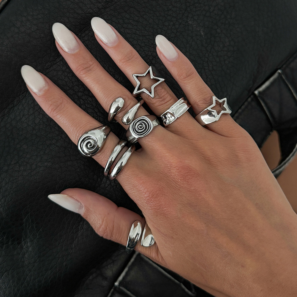 Ingemark 8 Pcs/Set Gothic Pent - Vintage Punk Knuckle Rings Set ulasan dan harga
