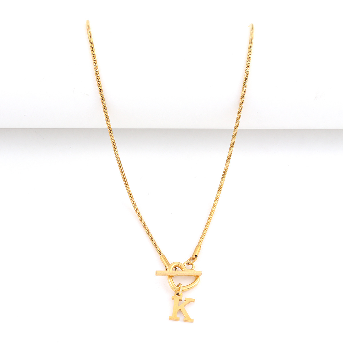 Fashion A-Z Initial Heart Pend - Initial Letter Necklace 18K Gold ulasan dan harga