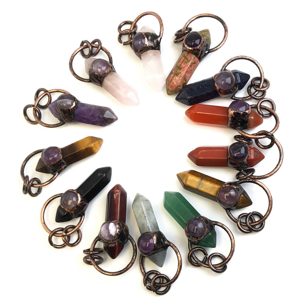 Natural Stone Crystal Quartz P - Crystal Pendant Necklace Natural Stone ulasan dan harga