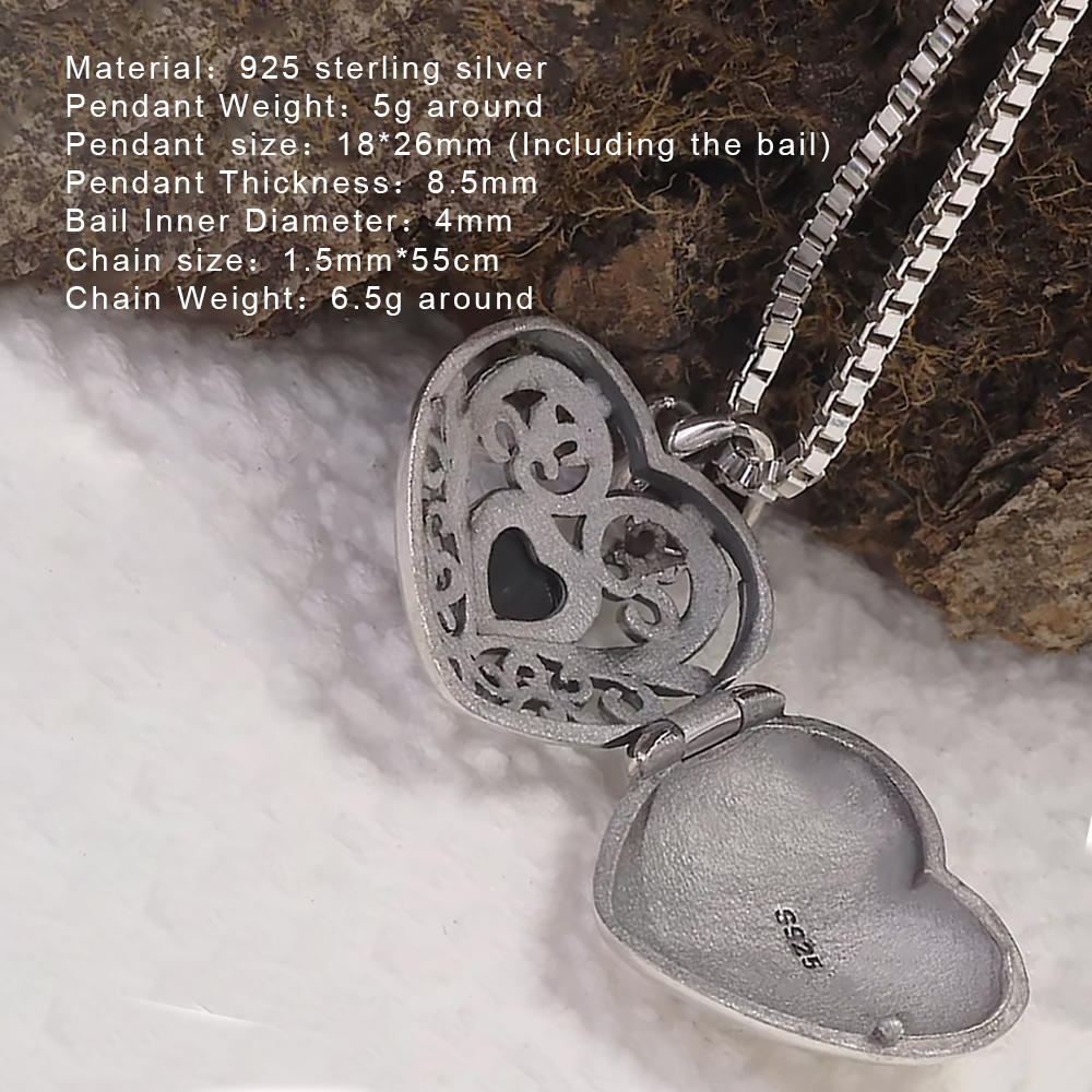 925 Sterling Silver Openable L - Heart Locket Necklace Photo ulasan dan harga